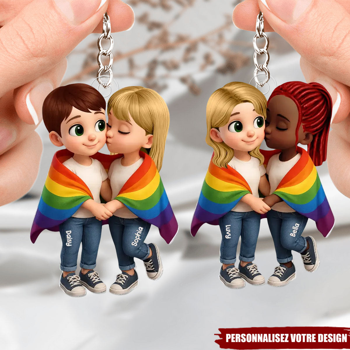 Porte-clés Acrylique Personnalisé – Couple LGBT "Love is Love" – Spécial Fierté