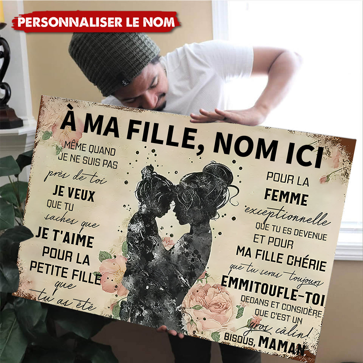 À Ma Fille – Cadeau Émotionnel Personnalisé de Maman, Affiche Murale Touchante