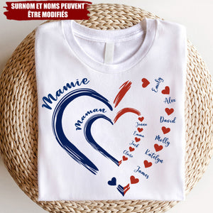 T-shirt Cœur Personnalisé Mamie & Maman – Cadeau d’Amour pour Famille