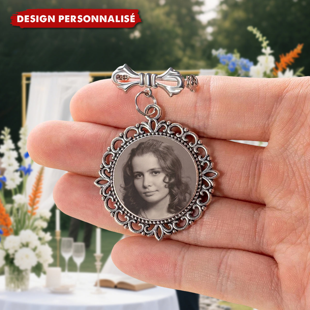 Broche Médaillon Photo Personnalisée – Souvenir Unique et Élégant