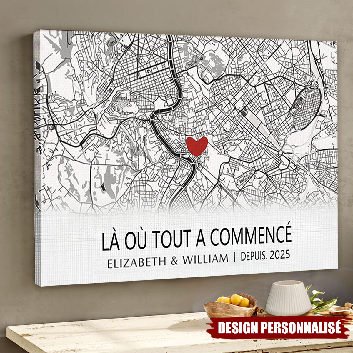 Affiche Carte Personnalisée – Le Début de Notre Histoire