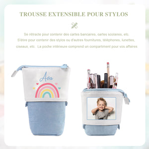 Trousse à Crayons Personnalisée – Avec Prénom ou Photo, Design Arc-en-Ciel Mignon