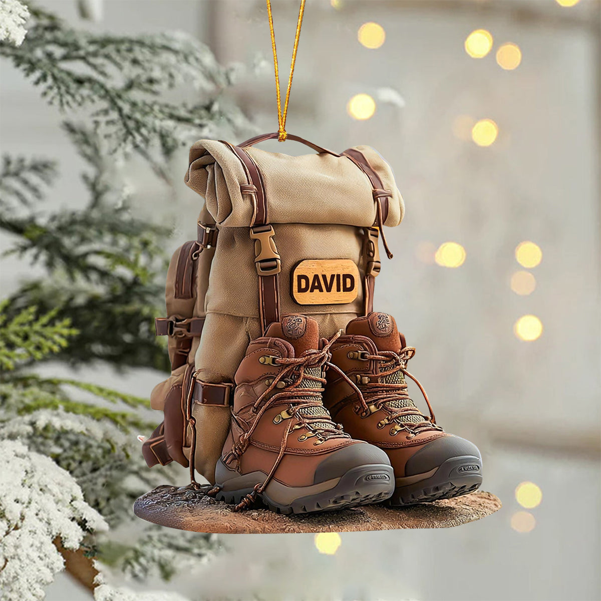 Ornement Personnalisé Sac à Dos & Bottes de Randonnée – Cadeau Aventurier