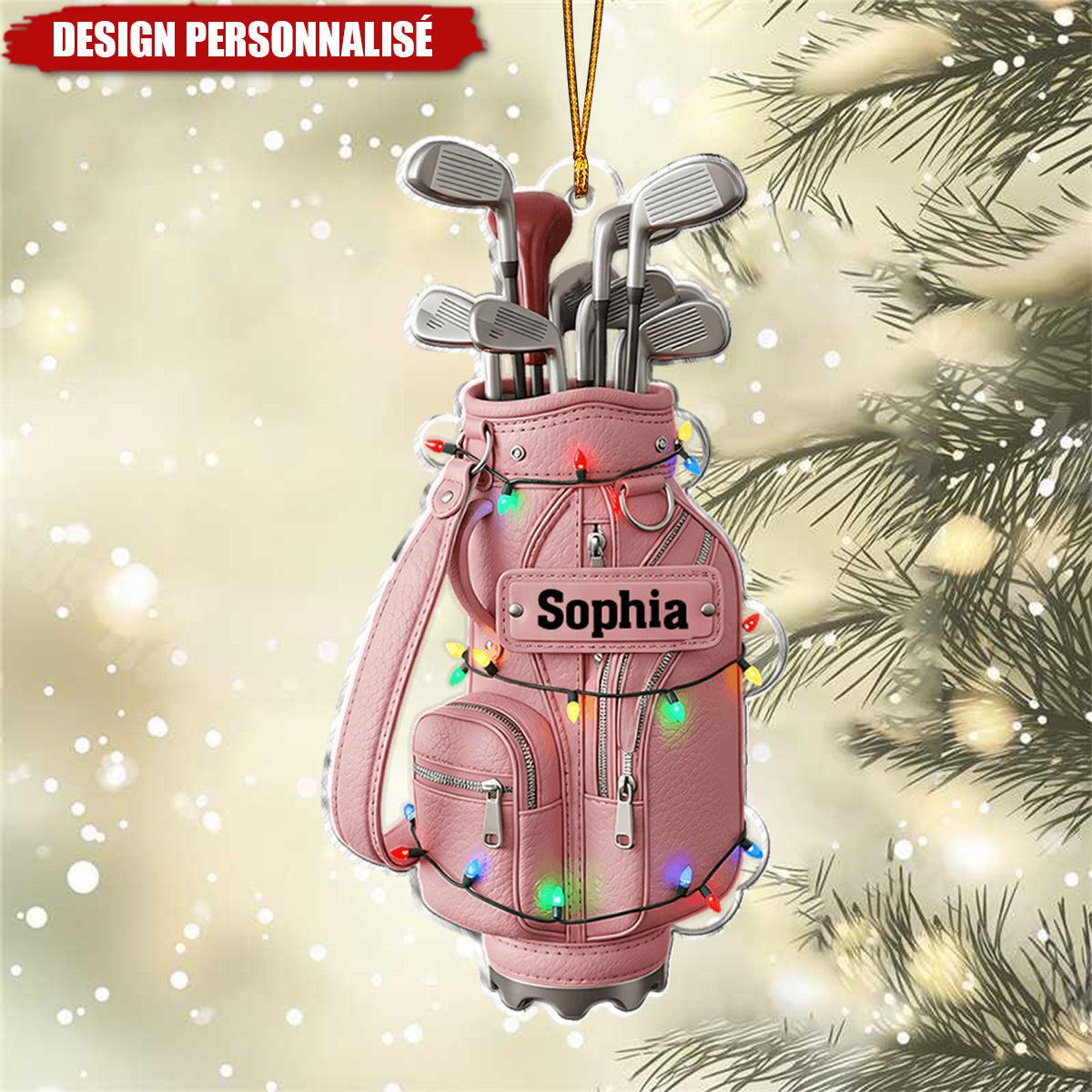 Décoration de Noël Personnalisée Sac de Golf – Cadeau Unique pour les Amateurs de Golf