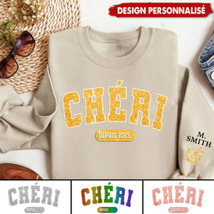 Sweatshirt Unisexe Personnalisé avec Motif sur la Manche – Cadeau d’Anniversaire ou de Mariage pour Mari et Femme