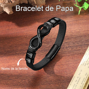 Bracelet Infini Personnalisé pour Papa – Avec Noms des Enfants Gravés