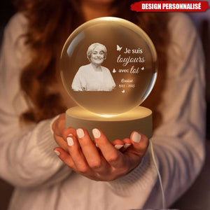 Lampe Souvenir Personnalisée en Cristal – “Je suis toujours avec toi”