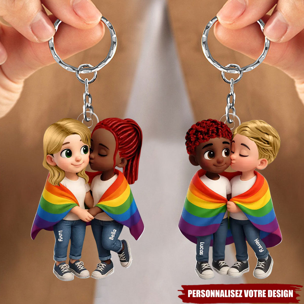 Porte-clés Acrylique Personnalisé – Couple LGBT "Love is Love" – Spécial Fierté