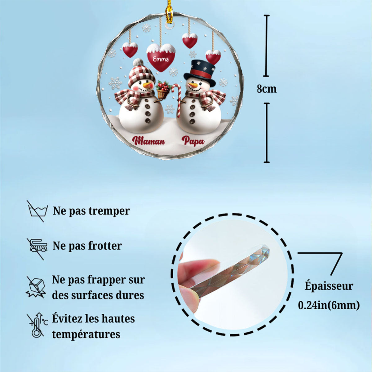 Décoration de Noël Personnalisée - Cadeau Familial Unique