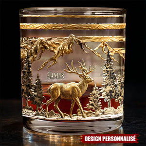 Verre à Whisky avec Motif Cerf et Gravure Personnalisée
