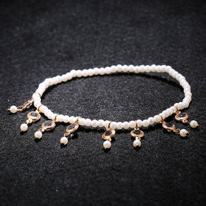 Chevillère Élégante avec Perles et Gouttes de Cristal – Bijou Estival Inspiré de la Plage