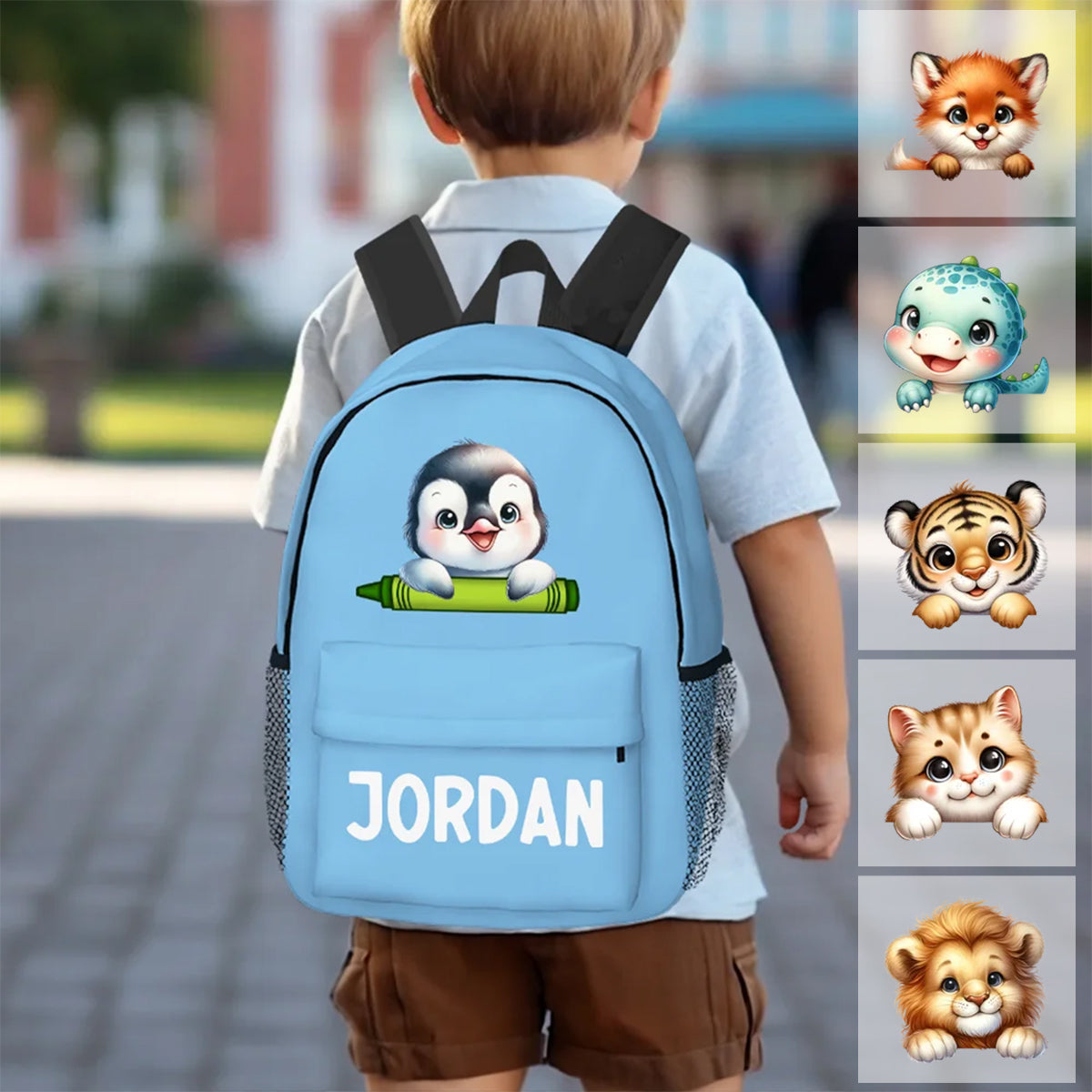 Sac à dos enfant personnalisé avec motif animal mignon – Cartable avec prénom