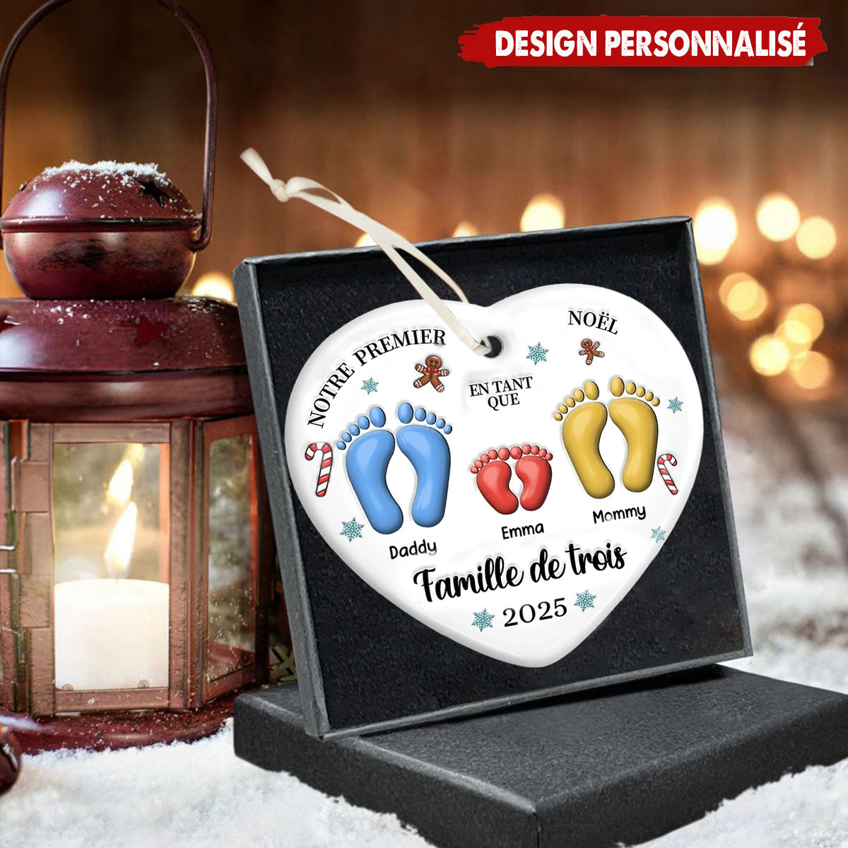 Décoration de Sapin Personnalisée – Célébrez Votre Premier Noël en Famille