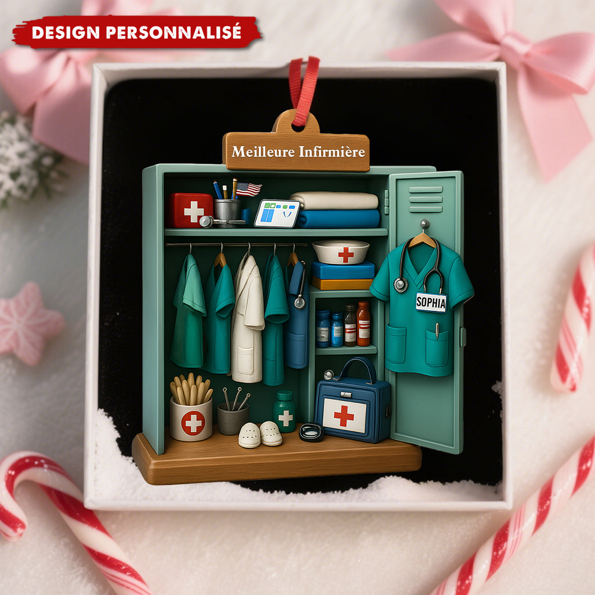 Décoration de Noël Personnalisée - Cadeau pour la Meilleure Infirmière