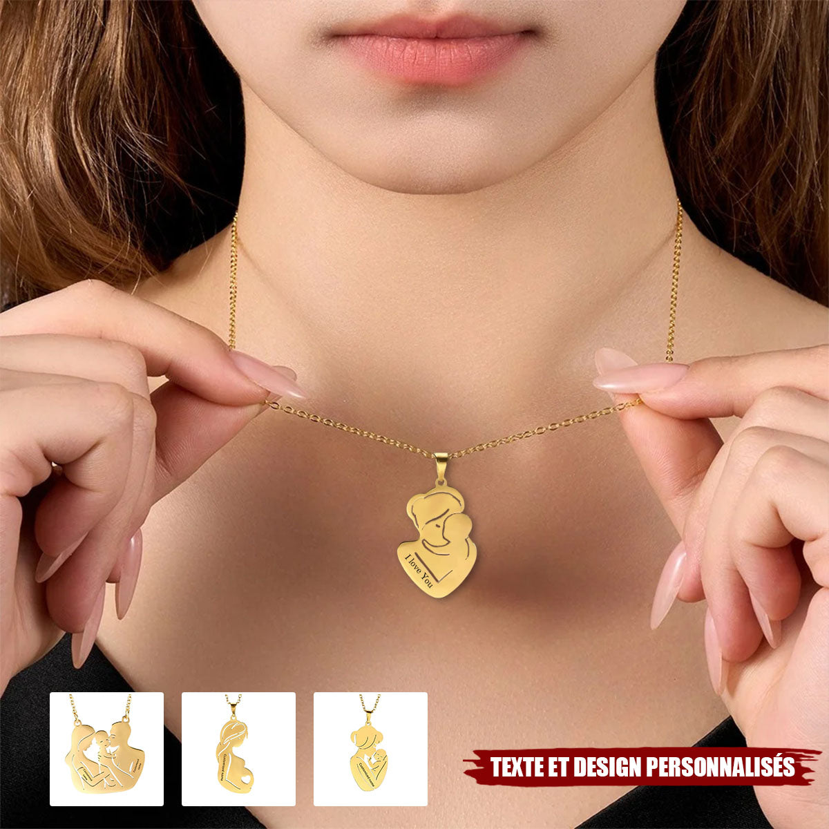 Collier Personnalisé Maman & Bébé – Gravure Texte et Design au Choix