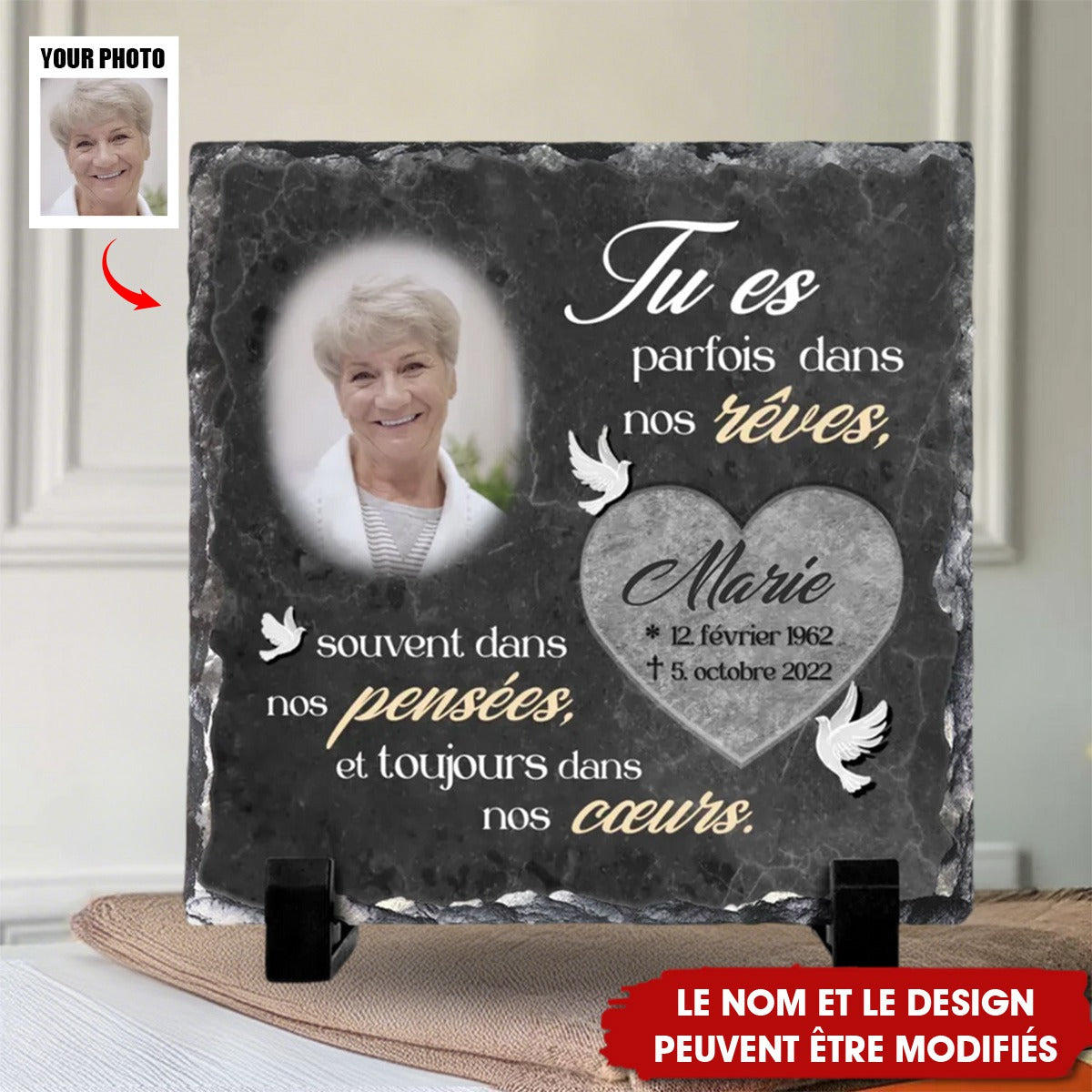 Plaque Commémorative Personnalisée en Ardoise - Hommage à un Être Cher