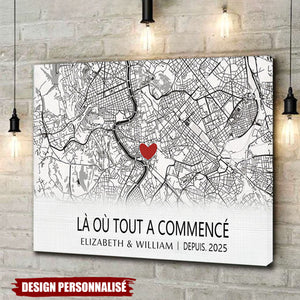 Affiche Carte Personnalisée – Le Début de Notre Histoire
