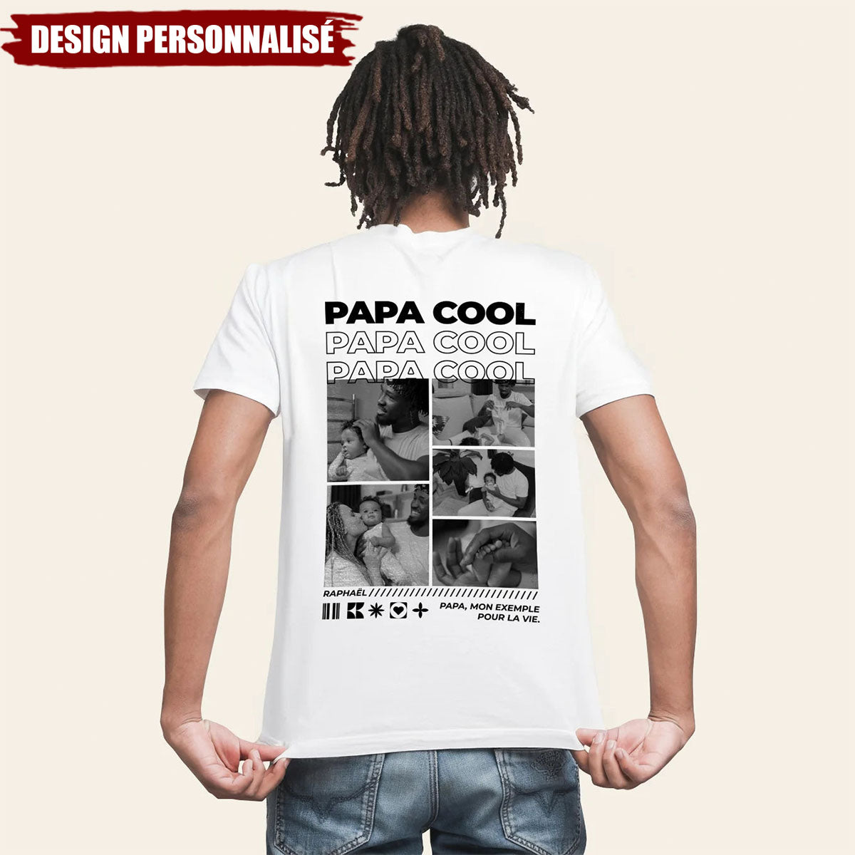 T-shirt Personnalisé pour Papa – Photo & Message Unique