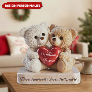 Plaque Couple avec Prénoms Personnalisés — L’amour câliné dans un seul étreinte