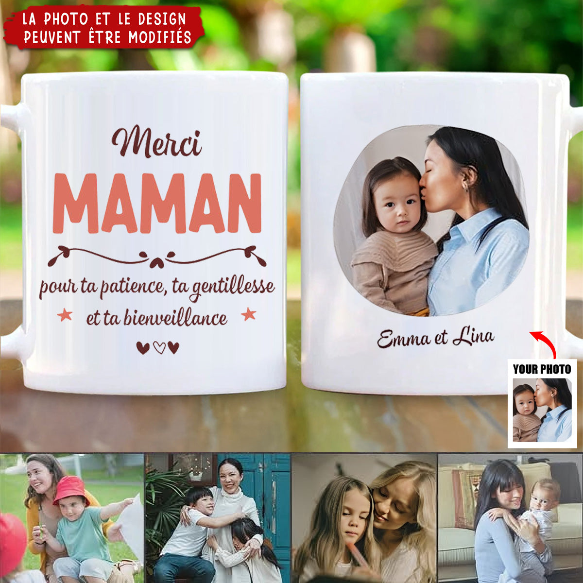 Merci Nounou Avec Photo - Mug Personnalisé Nounou