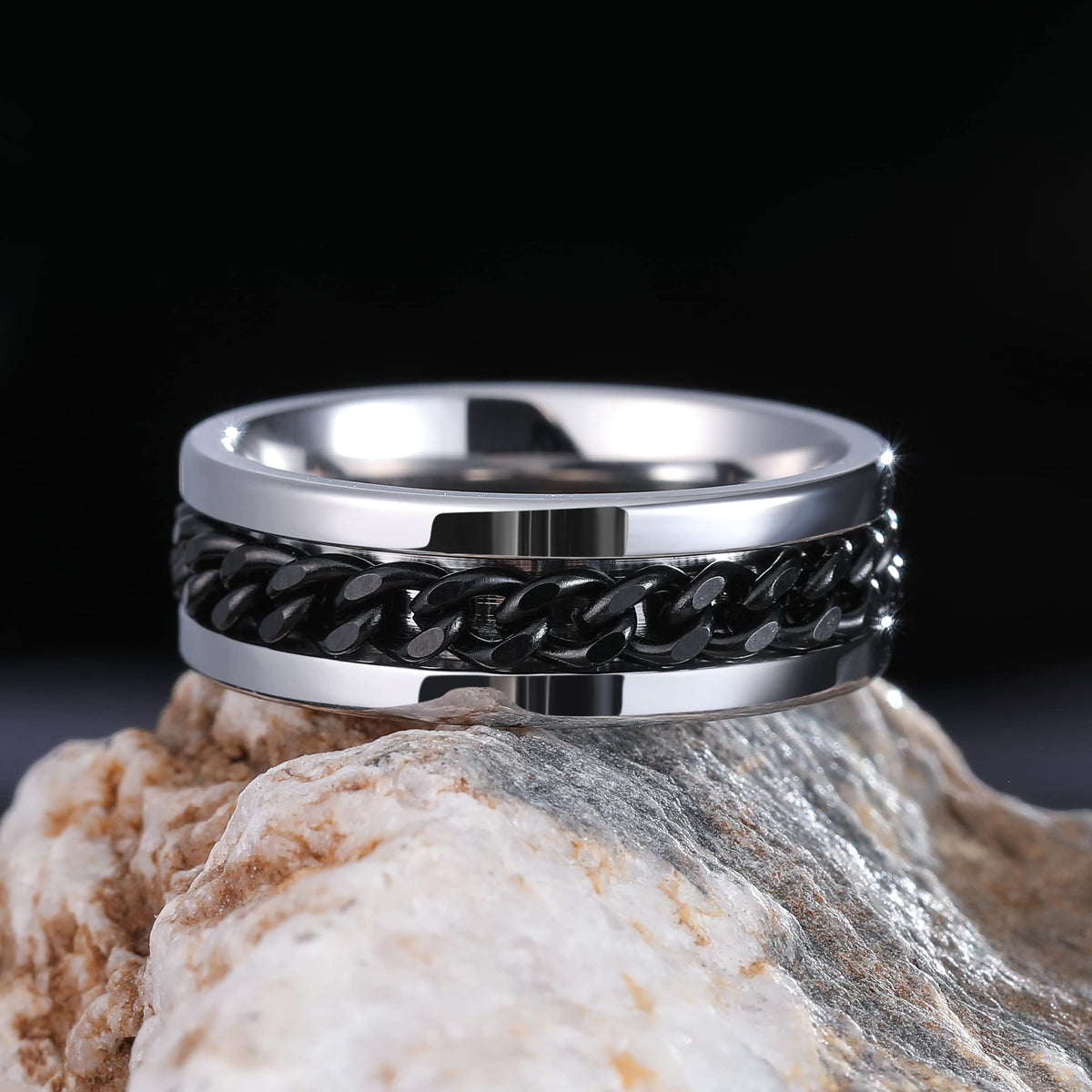 Bague Tournante Chaîne Homme – Acier Inoxydable Élégant et Moderne