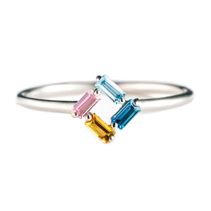 Bague personnalisée en argent 925 avec 3 à 6 pierres de naissance pour grand-mère et maman