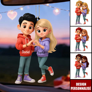 Ornement de Voiture Personnalisé Couple - Cadeau Romantique pour Couples