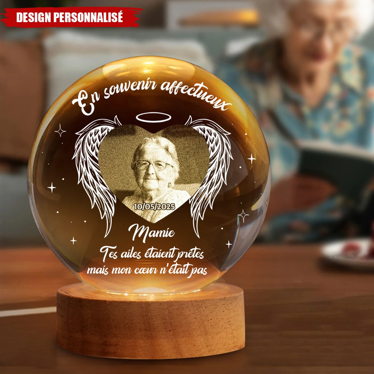 Lampe Souvenir Personnalisée en Cristal – Cadeau commémoratif personnalisé de condoléances