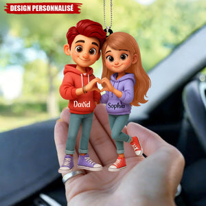 Ornement de Voiture Personnalisé Couple - Cadeau Romantique pour Couples