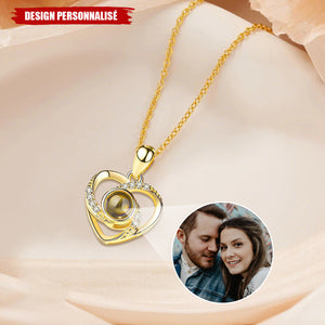 Collier de projection en forme de cœur personnalisé - Bijou Sentimental pour Couple