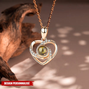Collier de projection en forme de cœur personnalisé - Bijou Sentimental pour Couple
