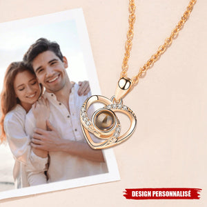 Collier de projection en forme de cœur personnalisé - Bijou Sentimental pour Couple
