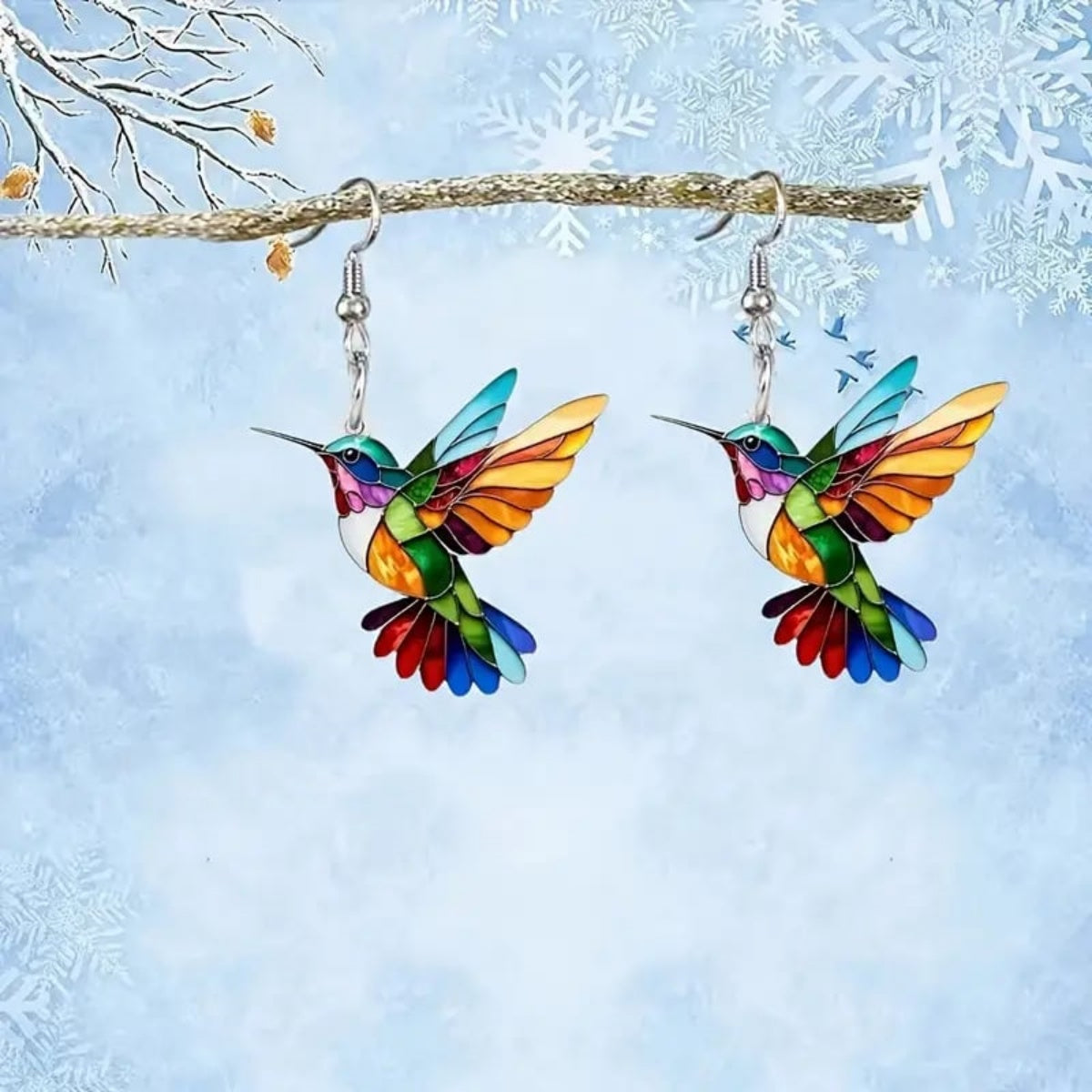 Boucles d'Oreilles Colibri Colorées - Cadeau pour les Amoureux des Oiseaux