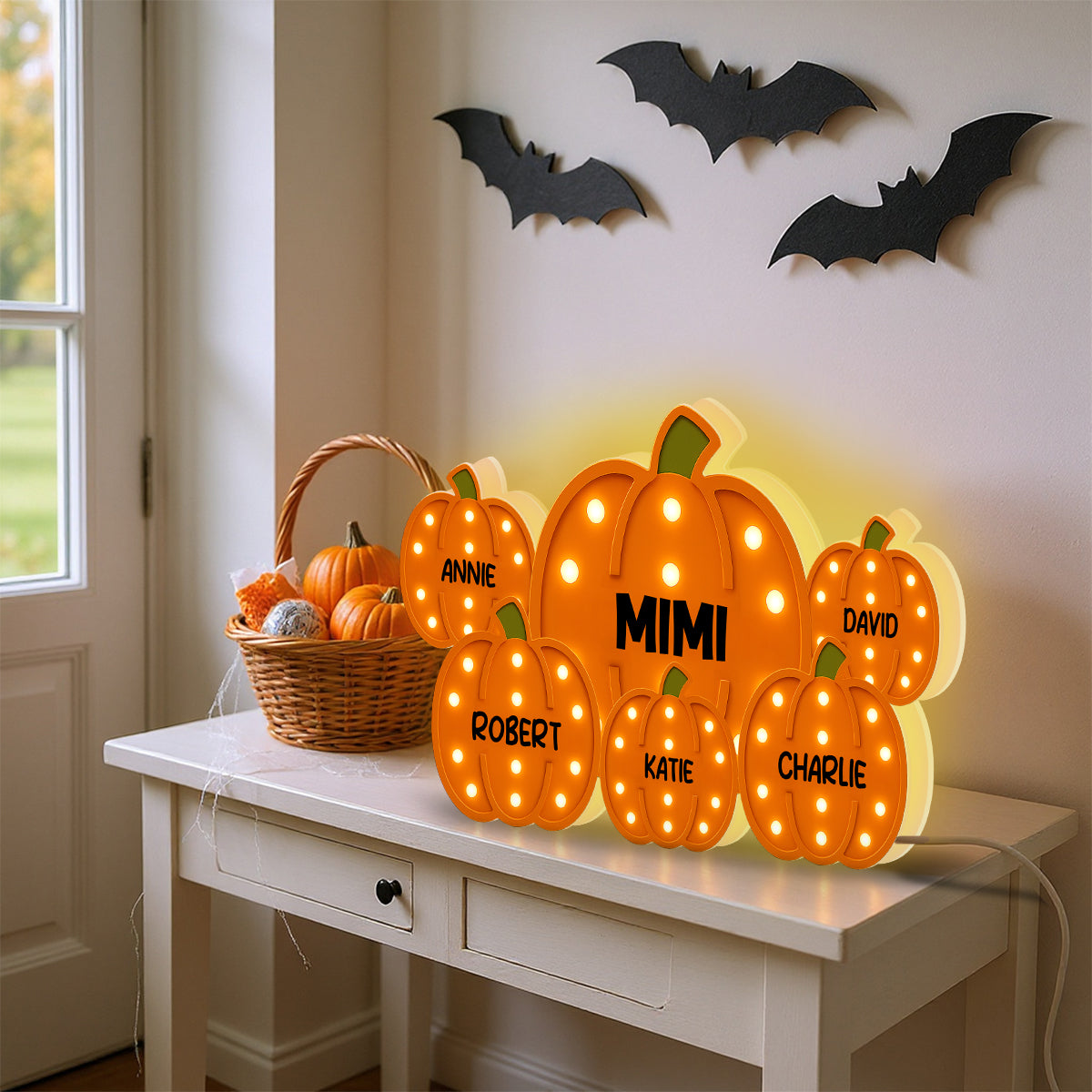 Boîte Lumineuse LED Citrouille Personnalisée – Décoration d’Halloween avec Nom personnalisé