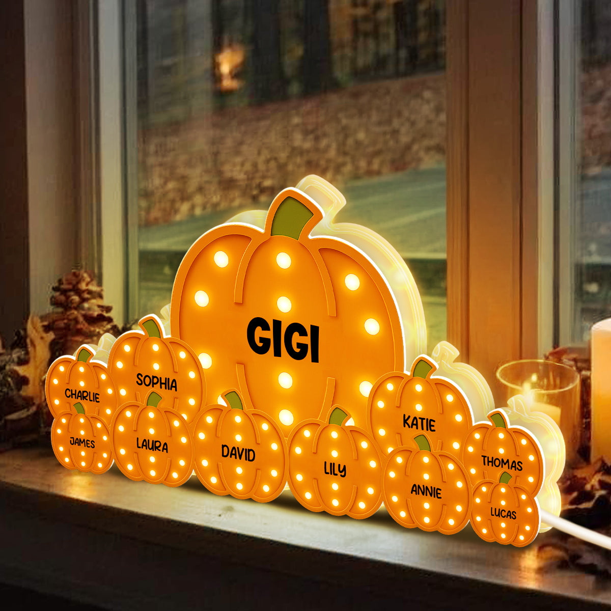 Boîte Lumineuse LED Citrouille Personnalisée – Décoration d’Halloween avec Nom personnalisé