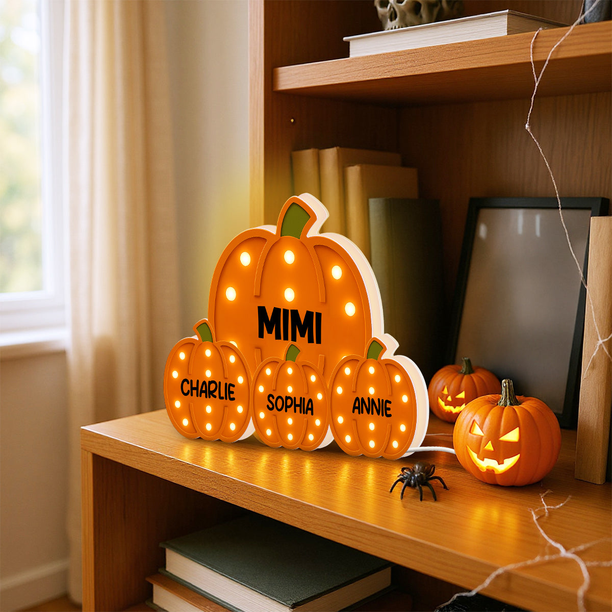 Boîte Lumineuse LED Citrouille Personnalisée – Décoration d’Halloween avec Nom personnalisé