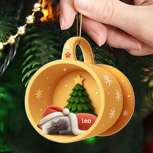 Ornement Acrylique Personnalisé - Chats Endormis Dans Une Tasse Douillette