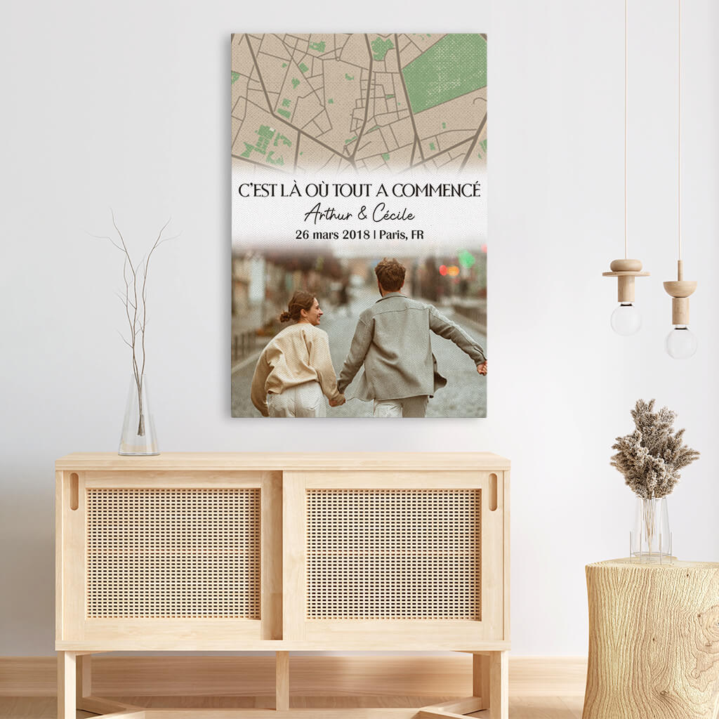 Affiche Personnalisée “C’est Là Où Tout a Commencé” – Carte du Lieu & Photo