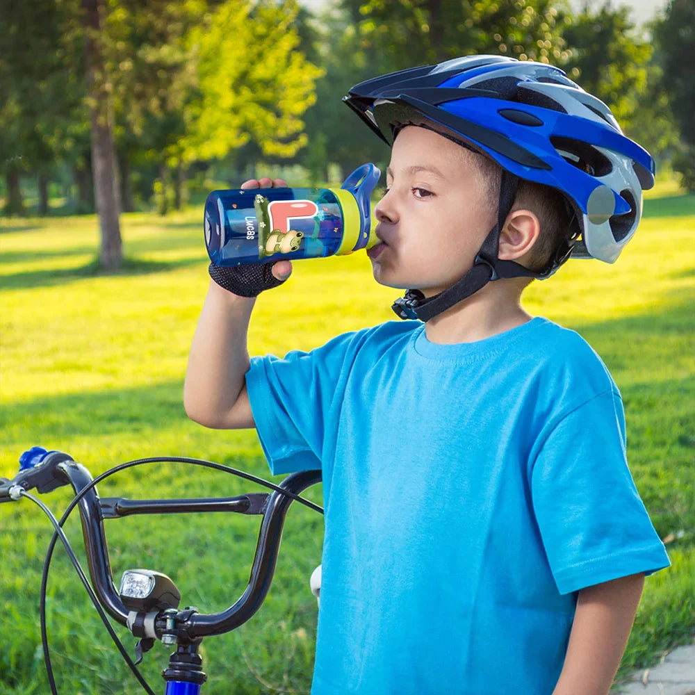 Gourde Personnalisée pour Enfants – Bouteille d’Eau avec Paille Intégrée et Prénom Gravé