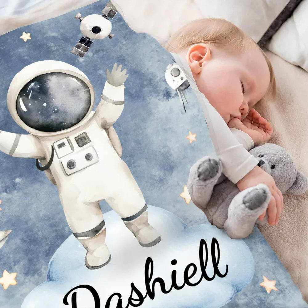 Couverture personnalisée – Astronaute Enfant avec Nom – Cadeau Douillet pour Passionnés d’Espace