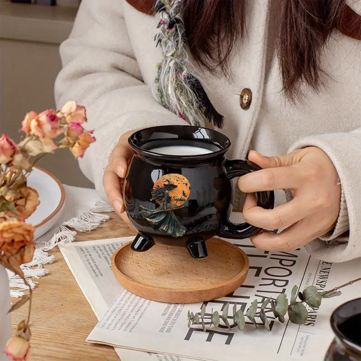 Mug Chaudron Sorcière Personnalisé – Cadeau Magique d’Halloween