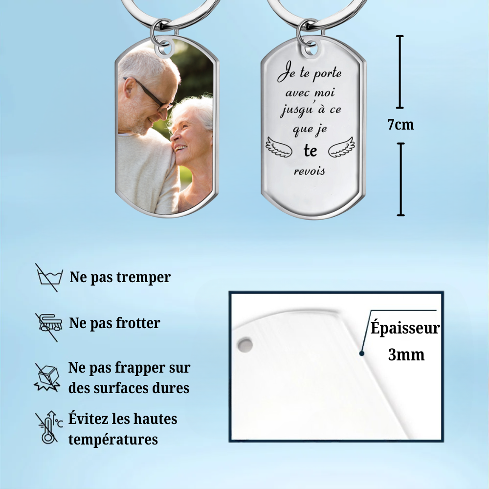 Porte-clés personnalisé avec photo – “Je te porte avec moi jusqu’à ce que je te revois”