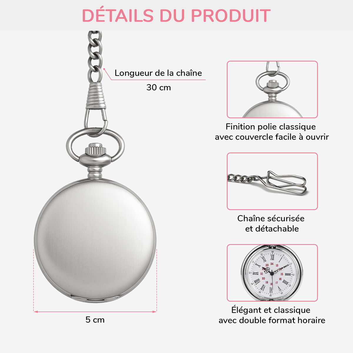 Montre De Poche Personnalisable Pour Couple - Cadeau Romantique pour Lui ou Elle