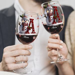 Verres à Vin Personnalisés – Flocon de Neige & Bonhomme de Neige pour Noël