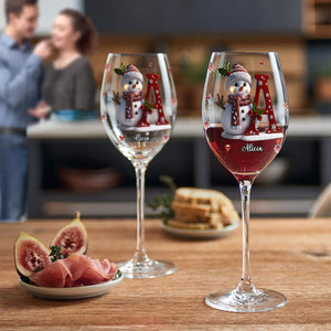Verres à Vin Personnalisés – Flocon de Neige & Bonhomme de Neige pour Noël