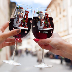 Verres à Vin Personnalisés – Flocon de Neige & Bonhomme de Neige pour Noël