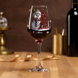 Verres à Vin Personnalisés – Flocon de Neige & Bonhomme de Neige pour Noël