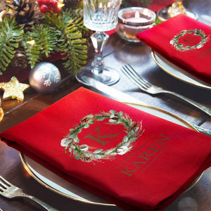 Serviette Rouge de Noël Personnalisée – Décoration de Table Élégante