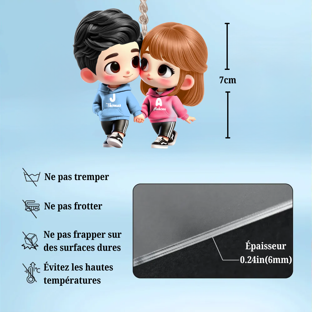 Porte-clés Couple Personnalisé – Mignon et Unique, Cadeau Romantique pour Lui & Elle