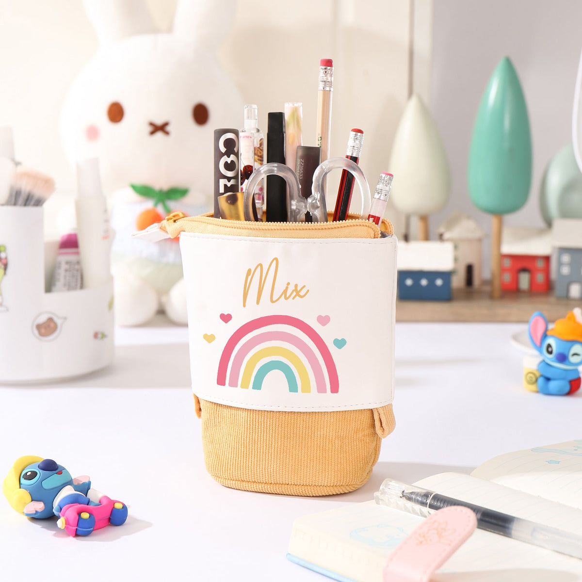 Trousse à Crayons Personnalisée – Avec Prénom ou Photo, Design Arc-en-Ciel Mignon